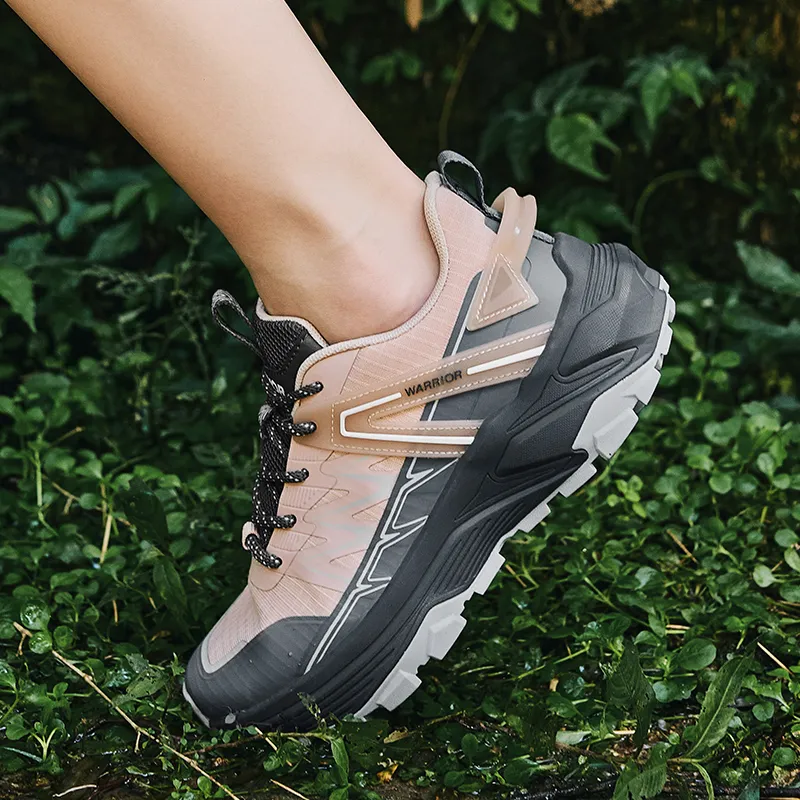 Warrior Wear Resistant Breathable Slip Resistant Low Top Hiking/Trekking Shoes Women's Pink Gray-5