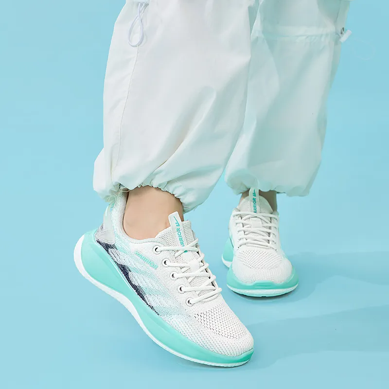WARRIOR Running Shoes Women's Low Top White Green-7