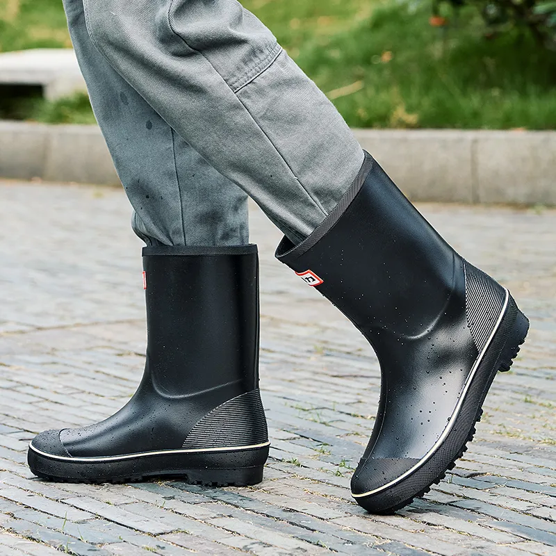 Warrior Wear Resistant Water Resistant Slip Resistant Rain Boots Men's Black-7