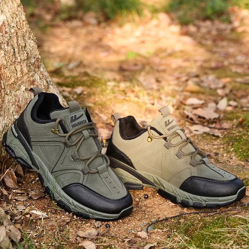 Warrior Warm Wear Resistant Slip Resistant Low Top Hiking/Trekking Shoes Men's Army Green-6