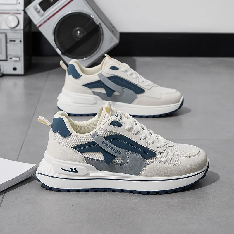 Warrior Anti Slip Wear Resistant Lightweight Breathable Low Top Casual Shoes Men's Beige Gray Dusty Blue-5