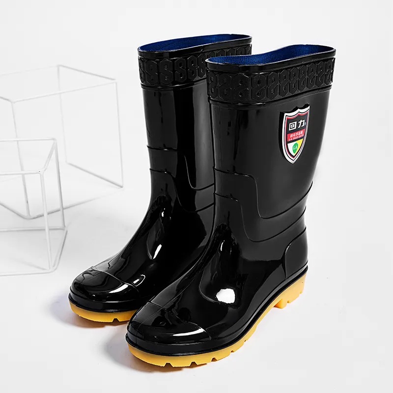 Warrior Wear Resistant Water Resistant Slip Resistant Rain Boots Men's Black-6