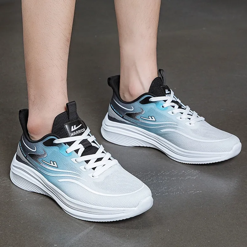 WARRIOR Running Shoes Men Low Top White Blue Black-6