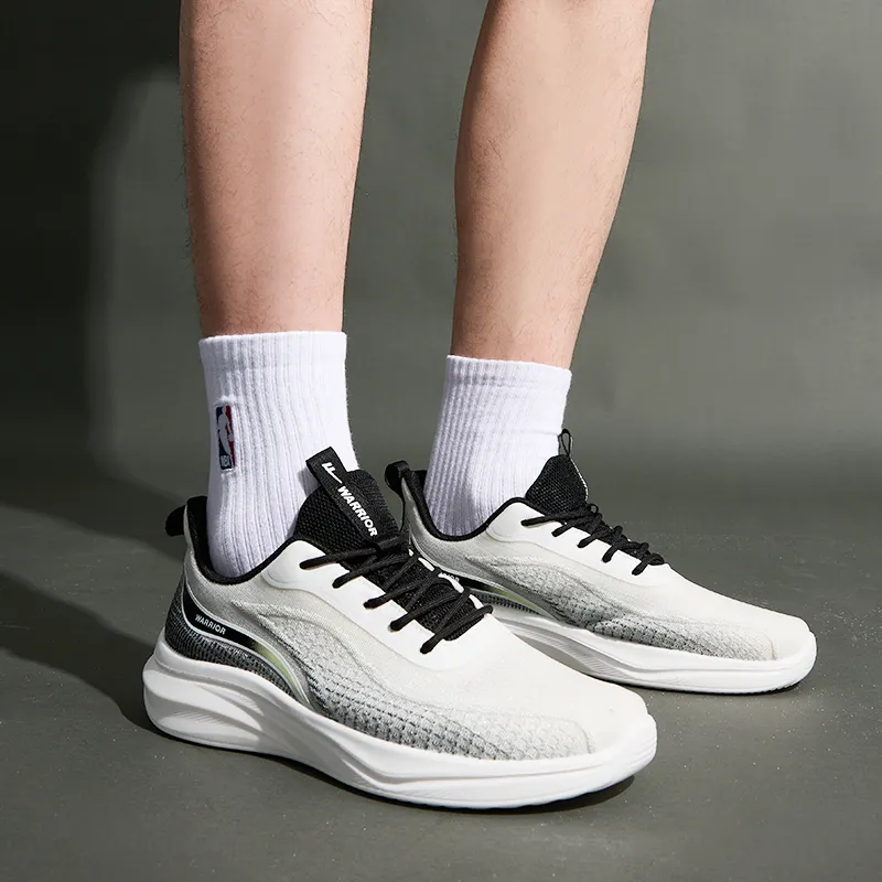 Warrior Shock Absorbers Slip Resistant Breathable Low Top City Commute Running Shoes Men's Beige Black-6