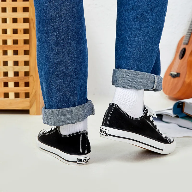 WARRIOR Canvas Shoes Unisex Low Top Black/White-7