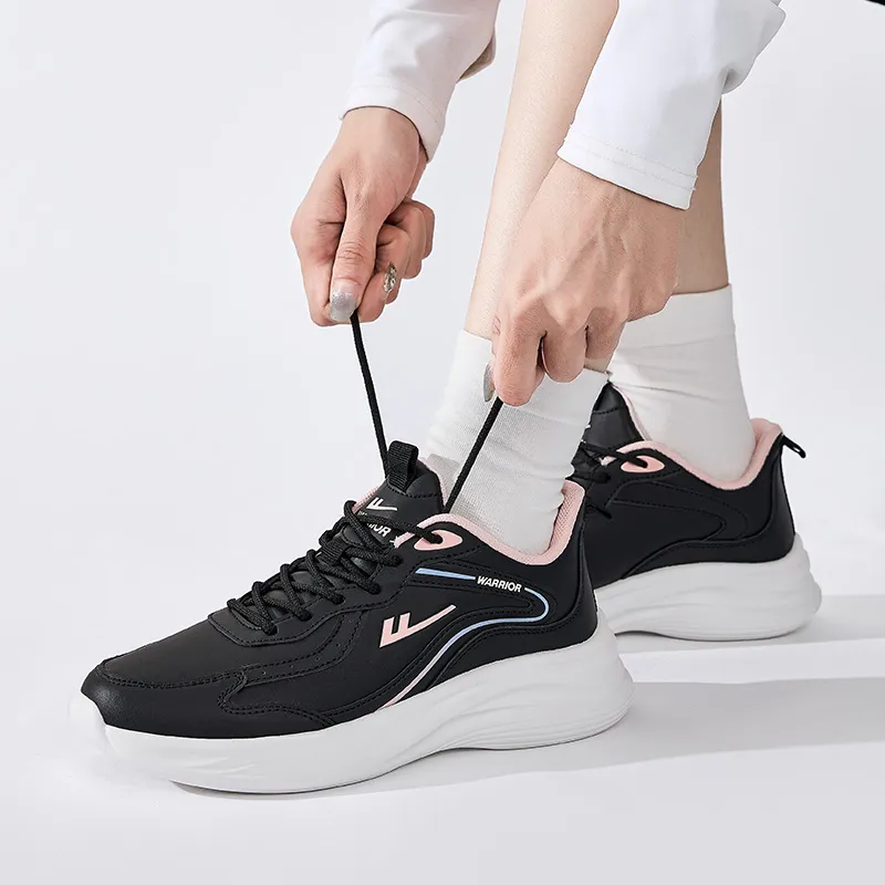 Warrior Rebound Wear Resistant Lightweight Slip Resistant Low Top Running Shoes Women's Black Pink-6
