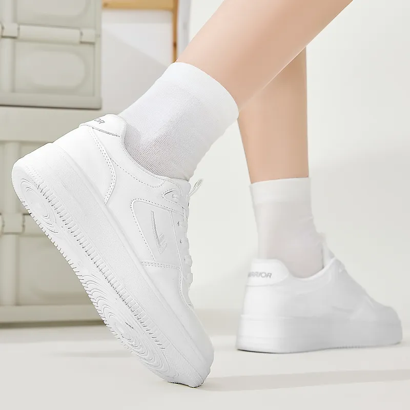 Warrior Slip Resistant, Lightweight, And Breathable Low Top Skateboard Shoes Unisex White-6