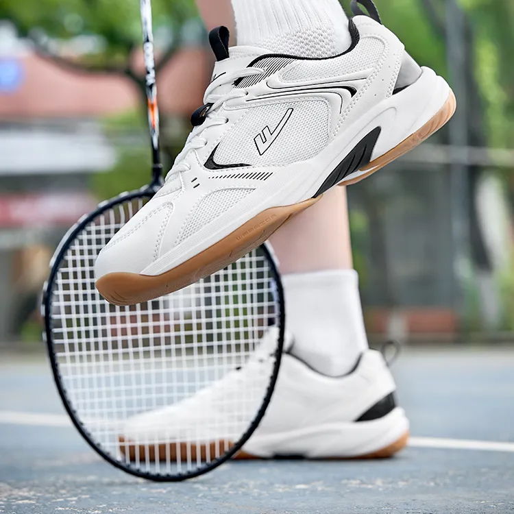 Warrior Wear resistant Lightweight Breathable And Non slip. Low Top Badminton Shoes Men's White Black-7