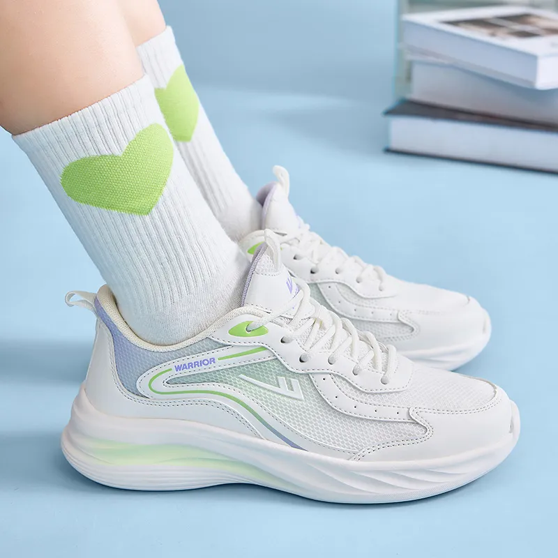 Warrior Rebound Abrasion Resistant Lightweight Breathable Low Top Casual Running Shoes Women's White Purple Blue Green-4