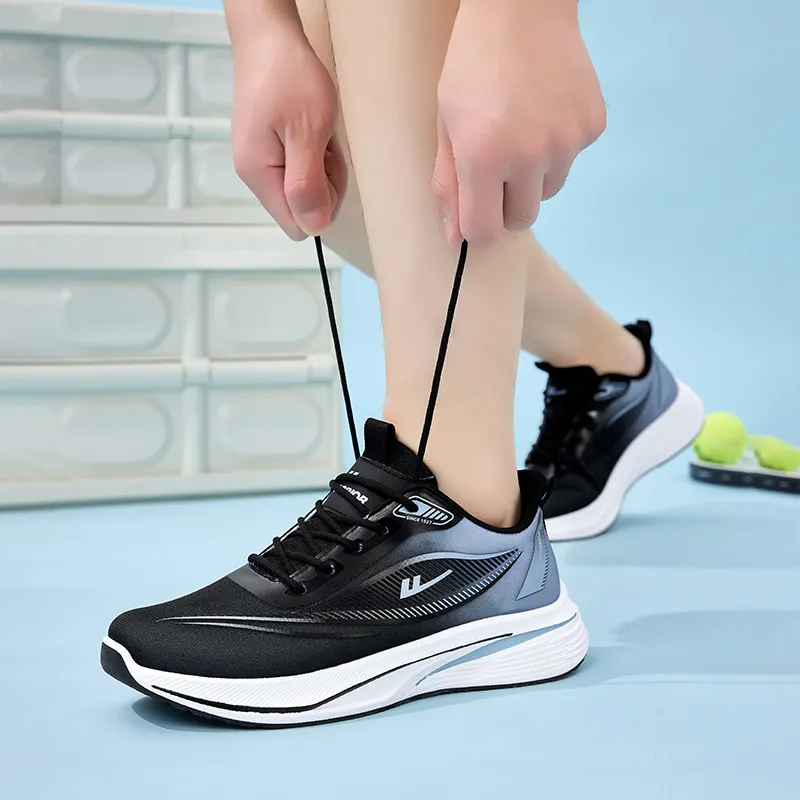 WARRIOR Running Shoes Men Low Top White Black Blue Gray-7