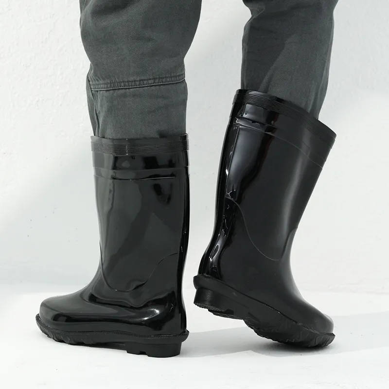 Warrior Wear resistant And Waterproof Rain Boots Men's Black-7