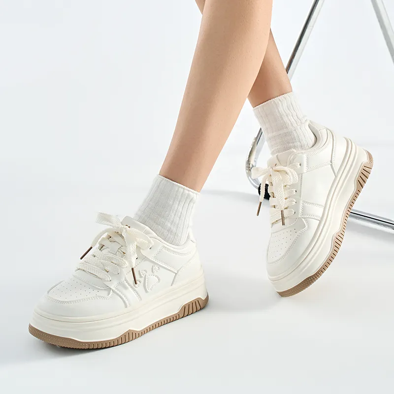 Warrior Small White Shoes Wear-Resistant Slip-Resistant Low-Top Skateboard Shoes Women's Beige-5
