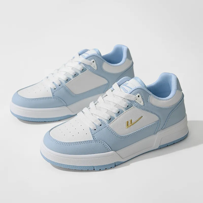 Warrior Durable Lightweight And Breathable Low Top Skateboard Shoes Unisex White Light Blue-7