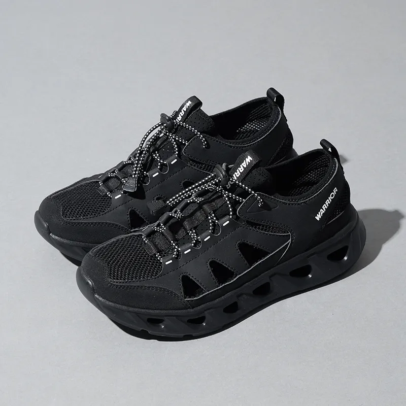 Warrior Slip Resistant Breathable Abrasion Resistant River Trekking Shoes Men's All Black-5