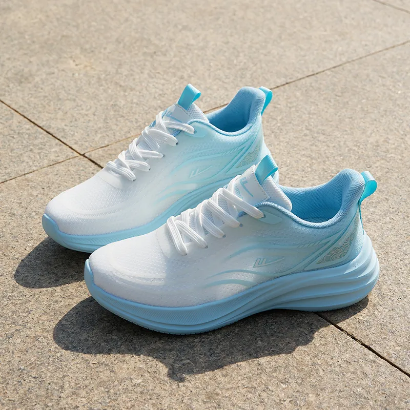 Warrior Rebound Abrasion Resistant Lightweight Breathable Slip Resistant Low Top Running Shoes Women's White Blue-5