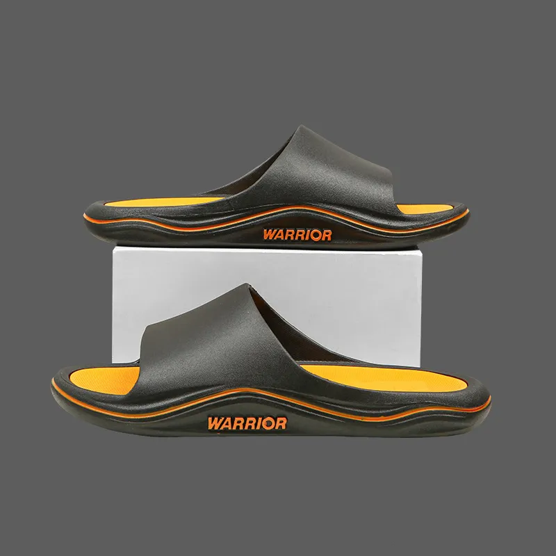 Warrior Slip Resistant Abrasion Resistant Slide Slippers Men's Black Yellow-1