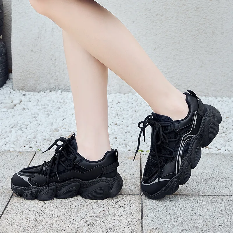 Warrior Wear-Resistant Breathable Supportive Balanced Lightweight Height Increasing Low-Top Chunky Sneakers Women's-4