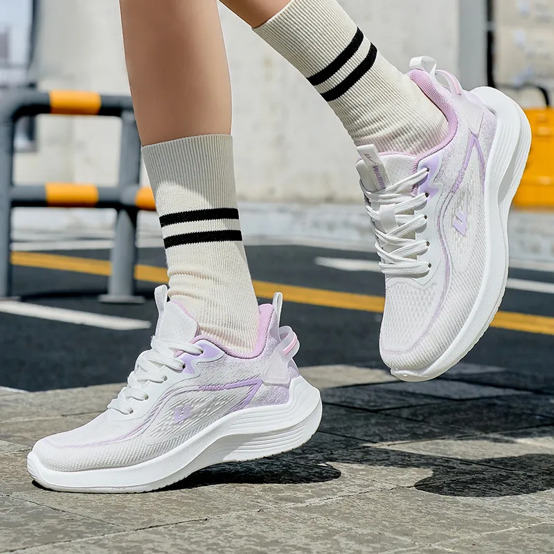 Warrior Cushioning Rebound Height Increasing Lightweight Slip Resistant Low Top Running Shoes Women's Taro Purple-6