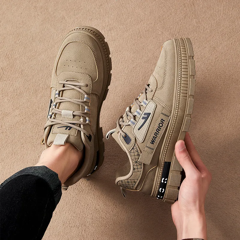 WARRIOR Skateboard Shoes Men Low Top Khaki-5