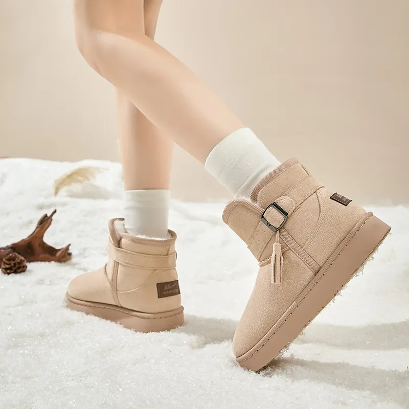 Warrior Warm Wear Resistant Slip Resistant Short Snow Boots Women's Khaki-5