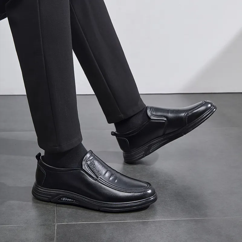 Warrior Business Casual Dress Anti Slip And Wear Resistant Dress Shoes Men's Black-4
