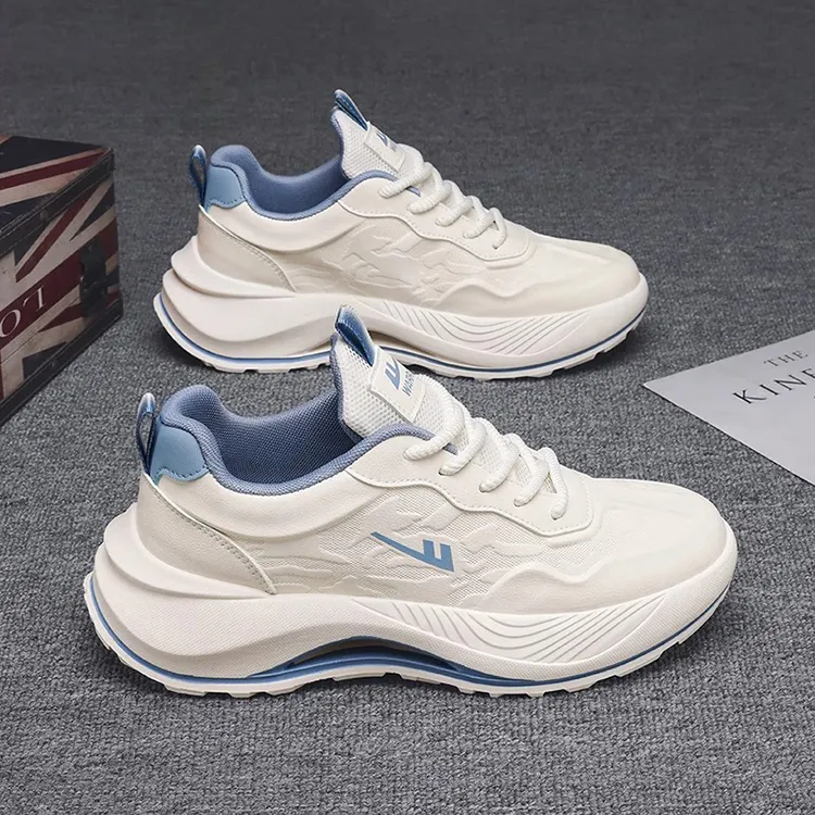 Warrior Anti-Slip Wear-Resistant Lightweight Coverage Low-Top Casual Running Shoes Men's Beige Blue-5