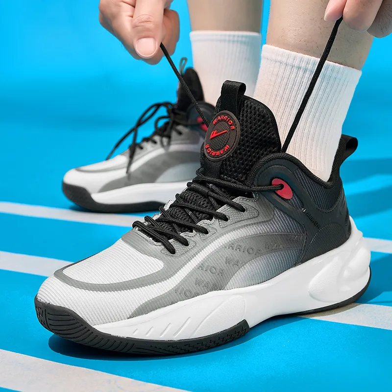 Warrior Low Top Basketball Shoes Men's White Black-5