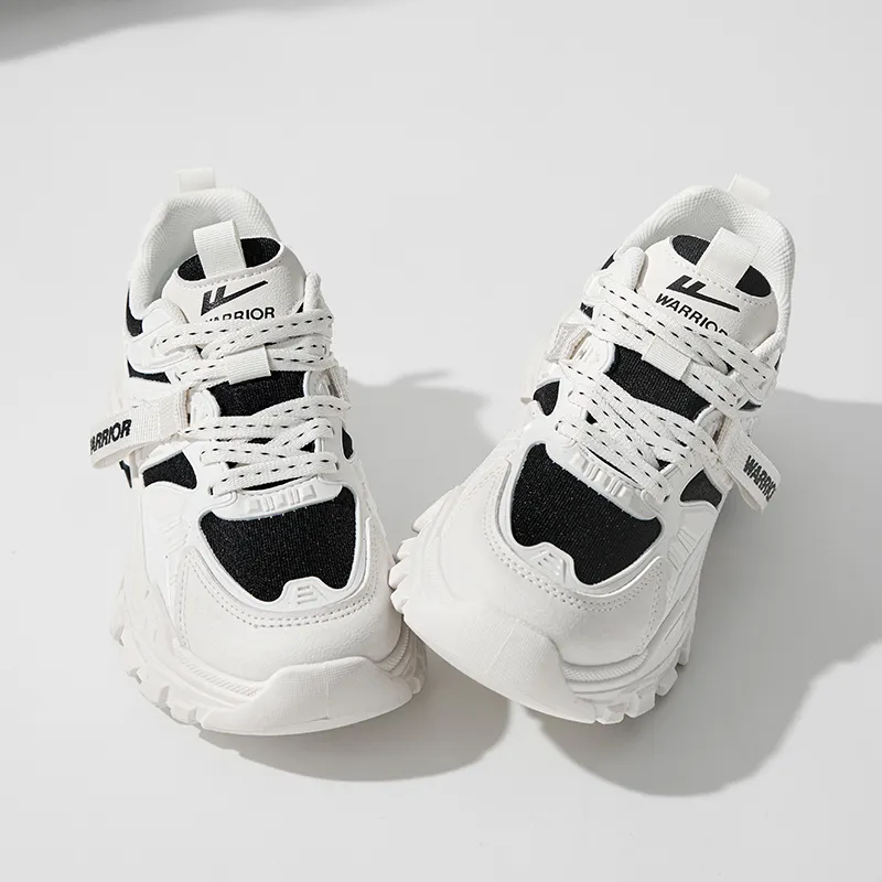 WARRIOR Chunky Sneakers Women's Low Top Beige Black-8