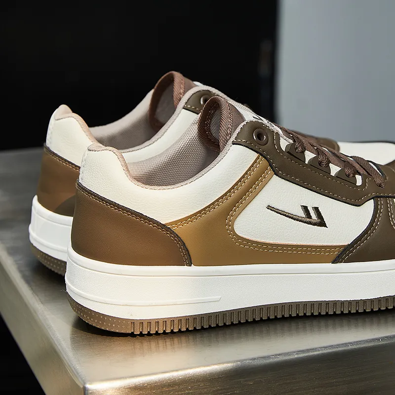 Warrior Air Force 1 Height Increasing Wear Resistant Low Top Skateboard Shoes Men's Beige Brown-5