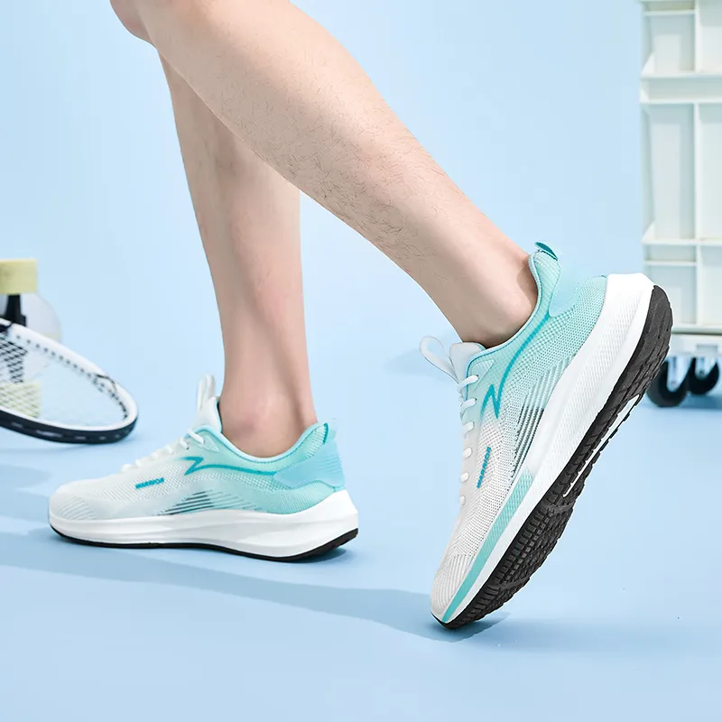 WARRIOR Running Shoes Men Low Top White Cyan-5