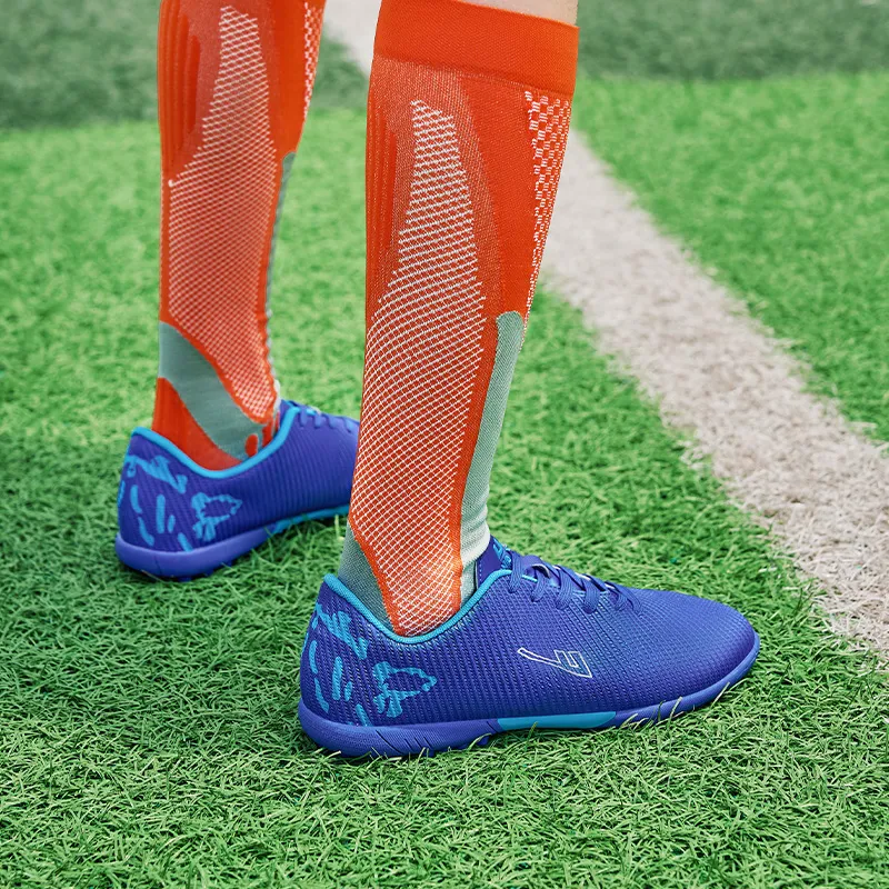 Warrior Artificial Ground Wear resistant Lightweight Breathable And Non slip. Soccer Shoes Unisex Royal Blue-7