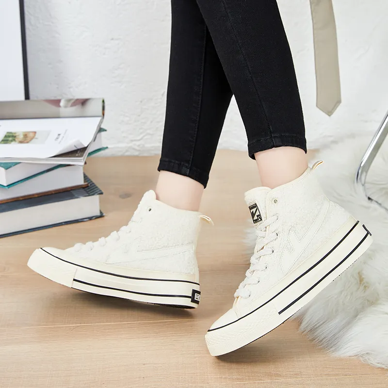 Warrior Slip Resistant, Abrasion Resistant, Thermal High Top Canvas Shoes Women's Beige-6
