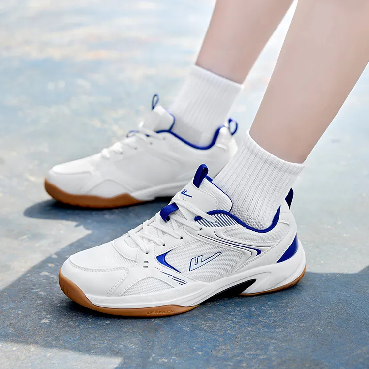 Warrior Wear resistant Lightweight Breathable And Non slip. Low Top Badminton Shoes Men's White Blue-5