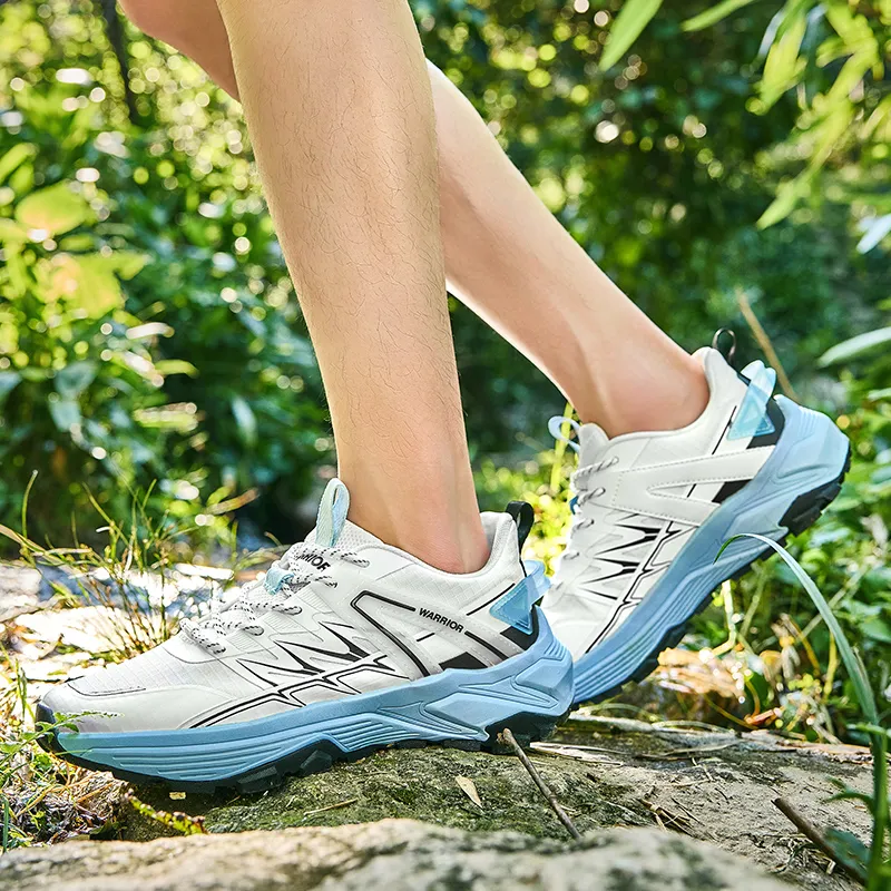Warrior Anti Slip And Wear Resistant Breathable Low Top Casual Shoes Unisex White Black Blue-7