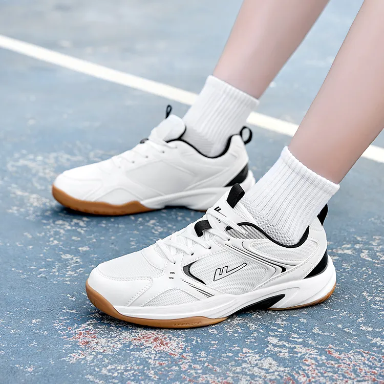 Warrior Wear resistant Lightweight Breathable And Non slip. Low Top Badminton Shoes Men's White Black-4