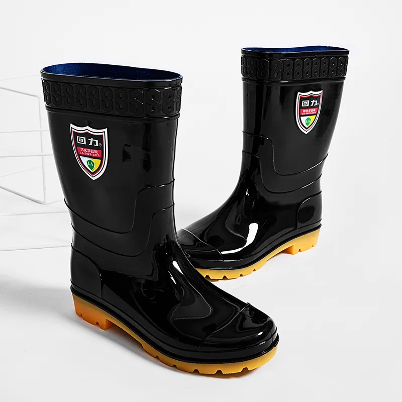 Warrior Wear Resistant Water Resistant Slip Resistant Rain Boots Men's Black-5