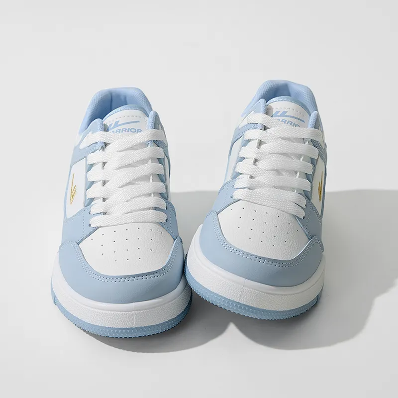 Warrior Durable Lightweight And Breathable Low Top Skateboard Shoes Unisex White Light Blue-8