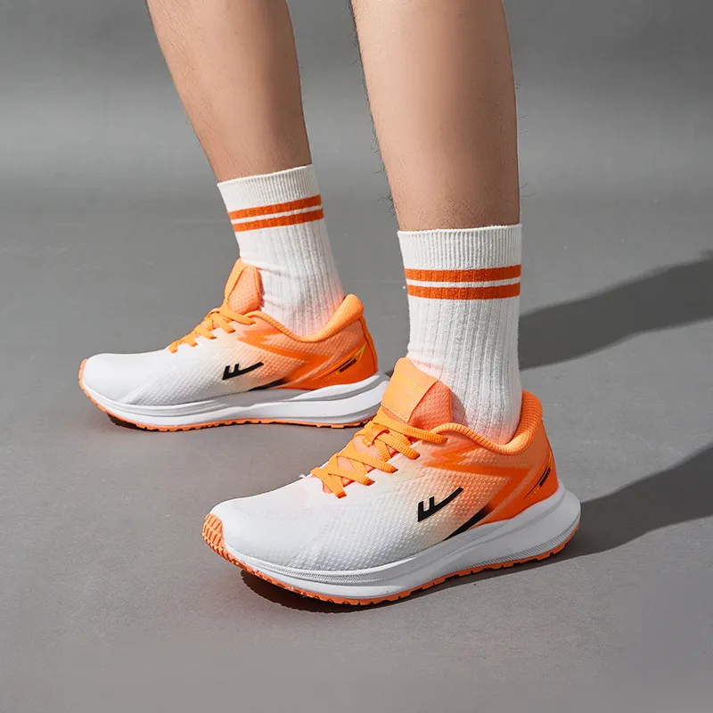 Warrior Abrasion Resistant Lightweight Rebound Low Top Casual Running Shoes Men's White Orange-5