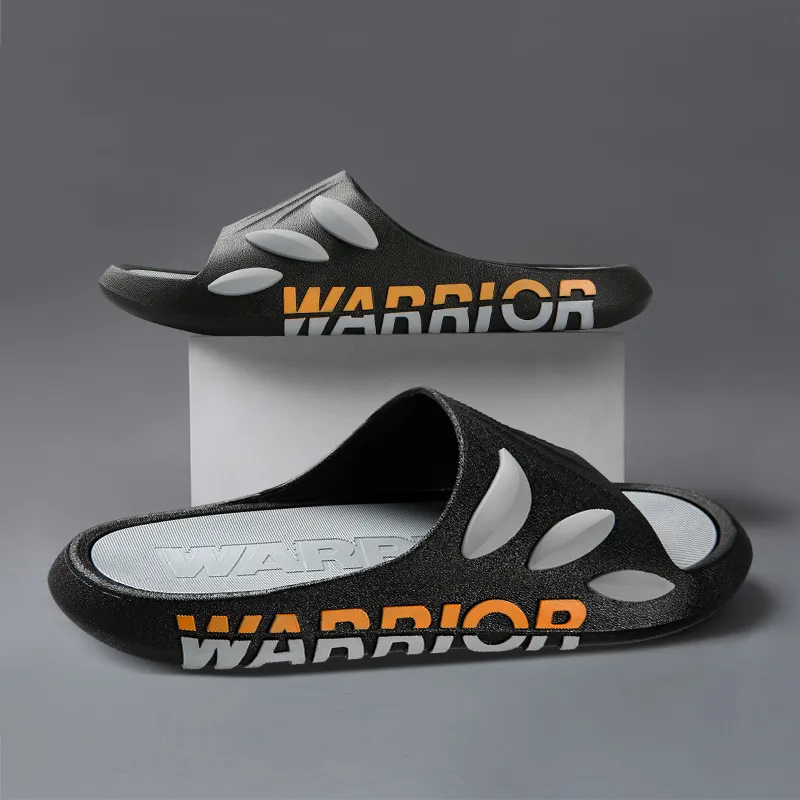 Warrior Slip Resistant Slide Slippers Men's Black Gray-1