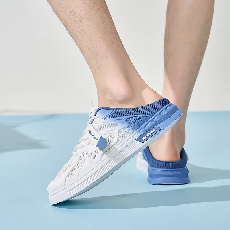 Warrior Cut Out Abrasion Resistant Closed Toe Slippers Men's White Blue-6