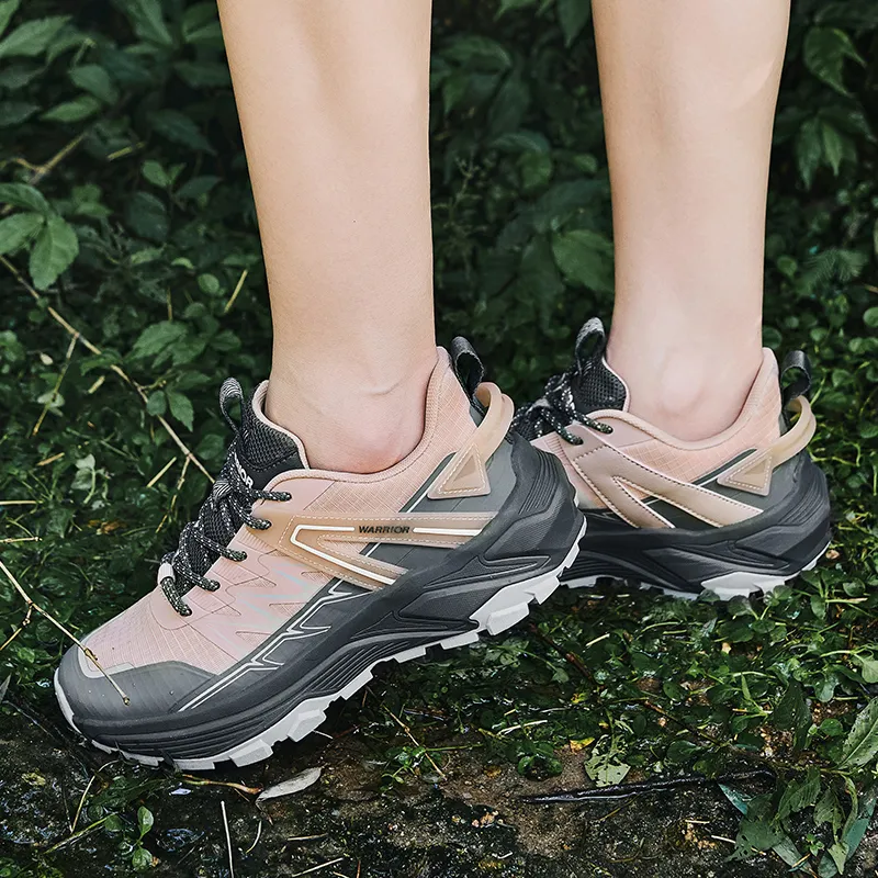 Warrior Wear Resistant Breathable Slip Resistant Low Top Hiking/Trekking Shoes Women's Pink Gray-6