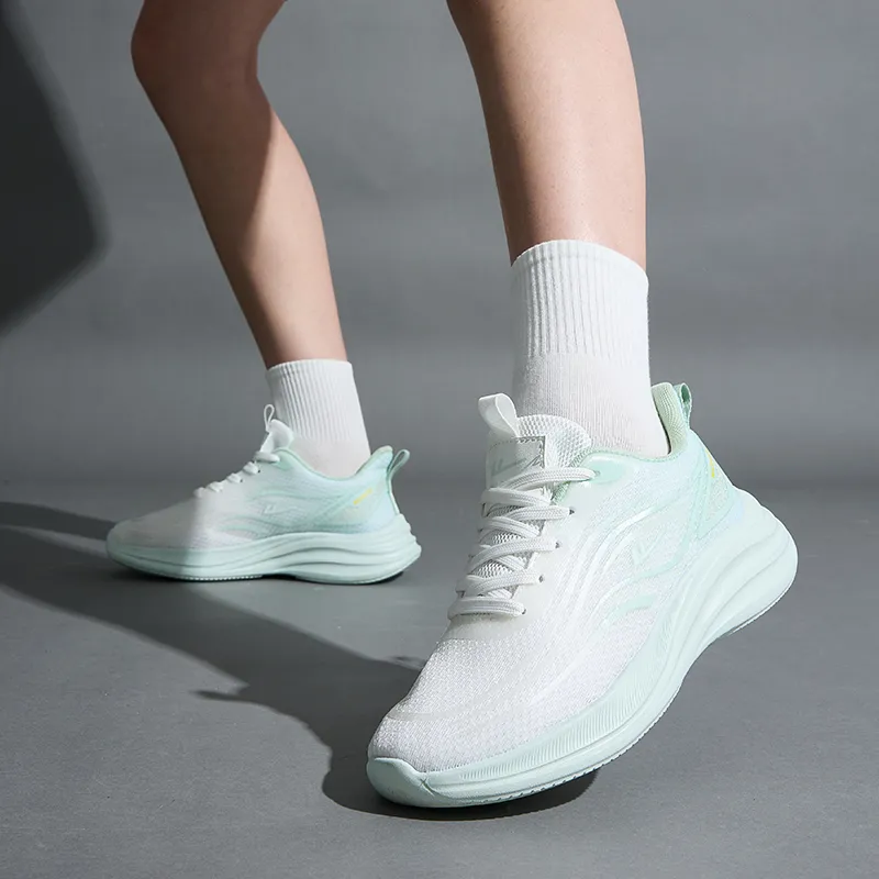 Warrior Rebound Abrasion Resistant Lightweight Breathable Slip Resistant Low Top Running Shoes Women's White Green-7