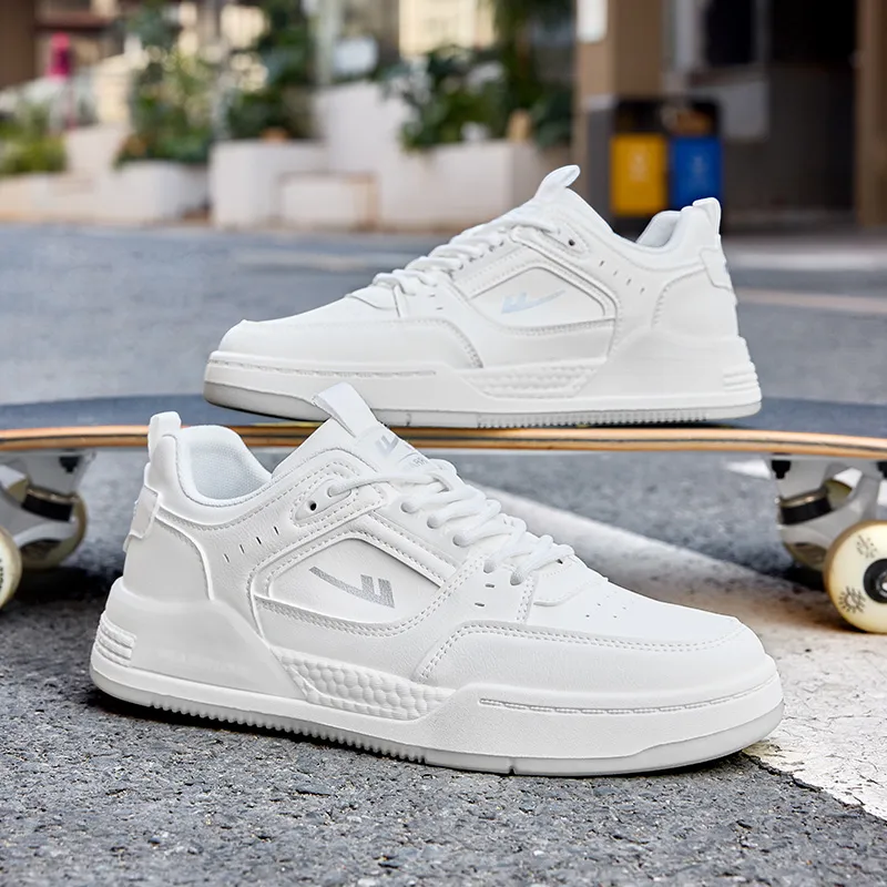 Warrior White Sneakers Air Force 1 Wear Resistant Breathable Slip Resistant Low Top Skateboard Shoes Men's White-5