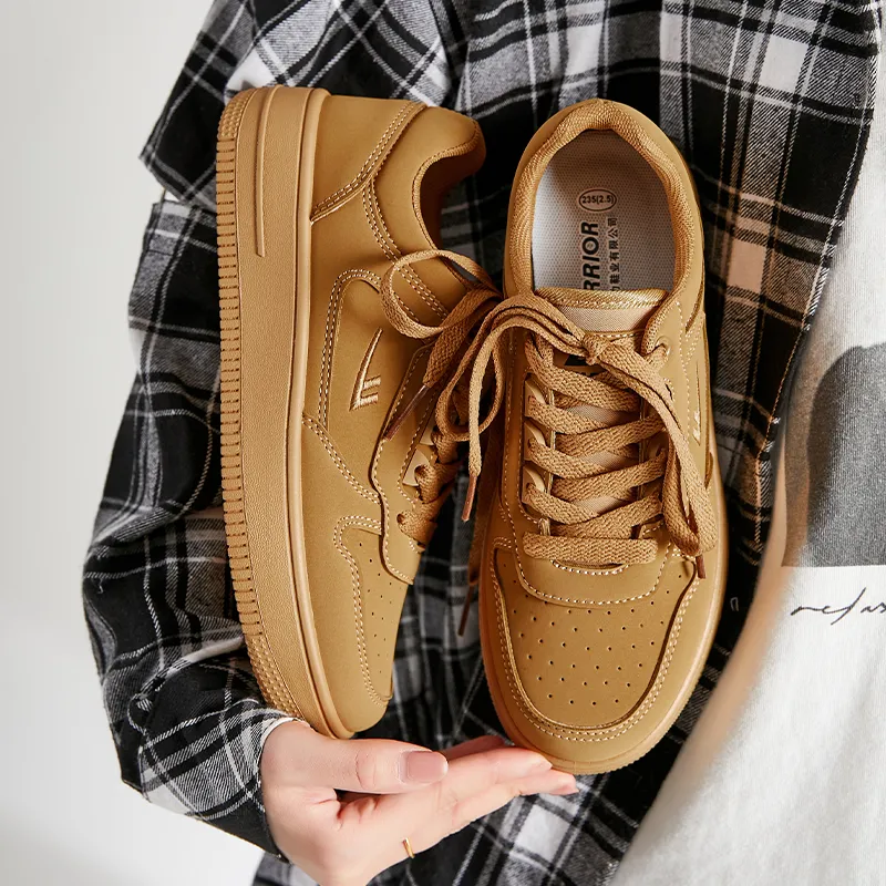 Warrior Air Force 1 Abrasion Resistant Slip Resistant Low Top Skateboard Shoes Unisex Brown-7