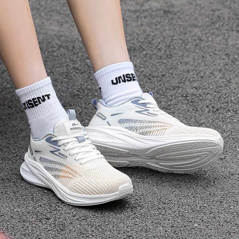 Warrior Cushioning Rebound Lightweight Breathable Low-Top Running Shoes Men's White Light Blue-5