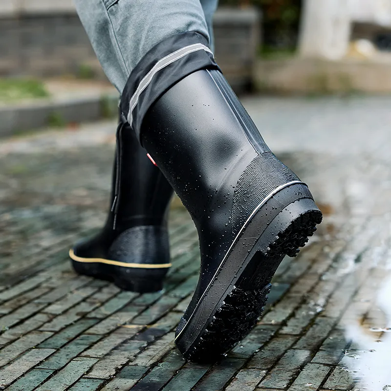 Warrior Wear Resistant Water Resistant Slip Resistant Rain Boots Men's Black-7