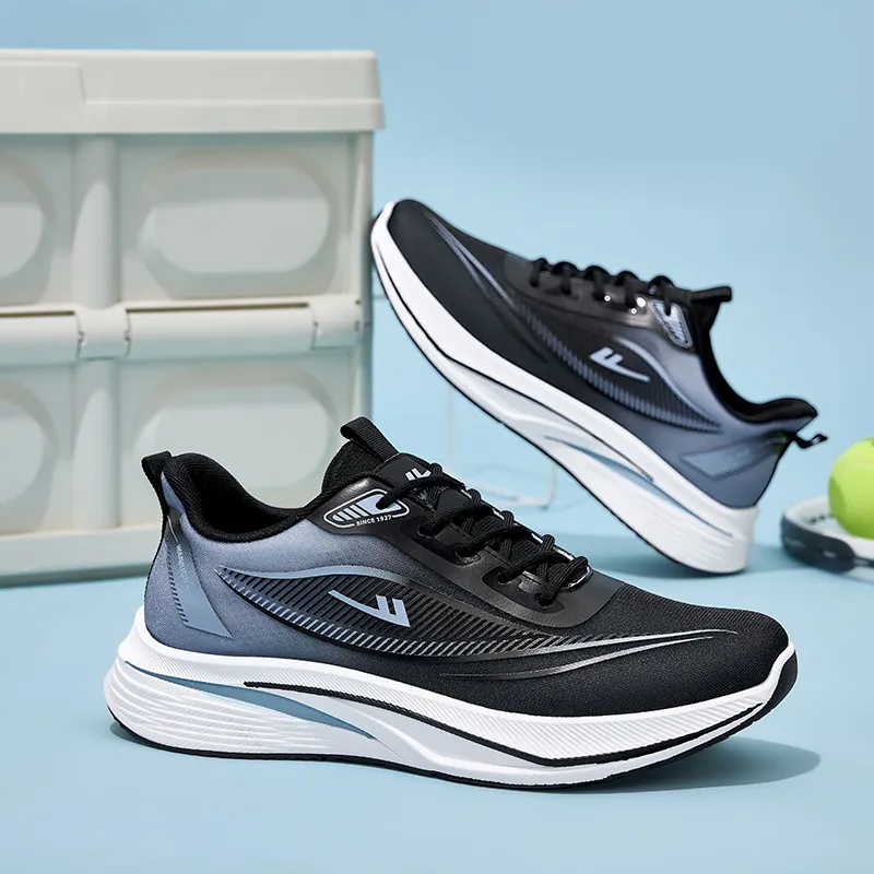 WARRIOR Running Shoes Men Low Top White Black Blue Gray-5