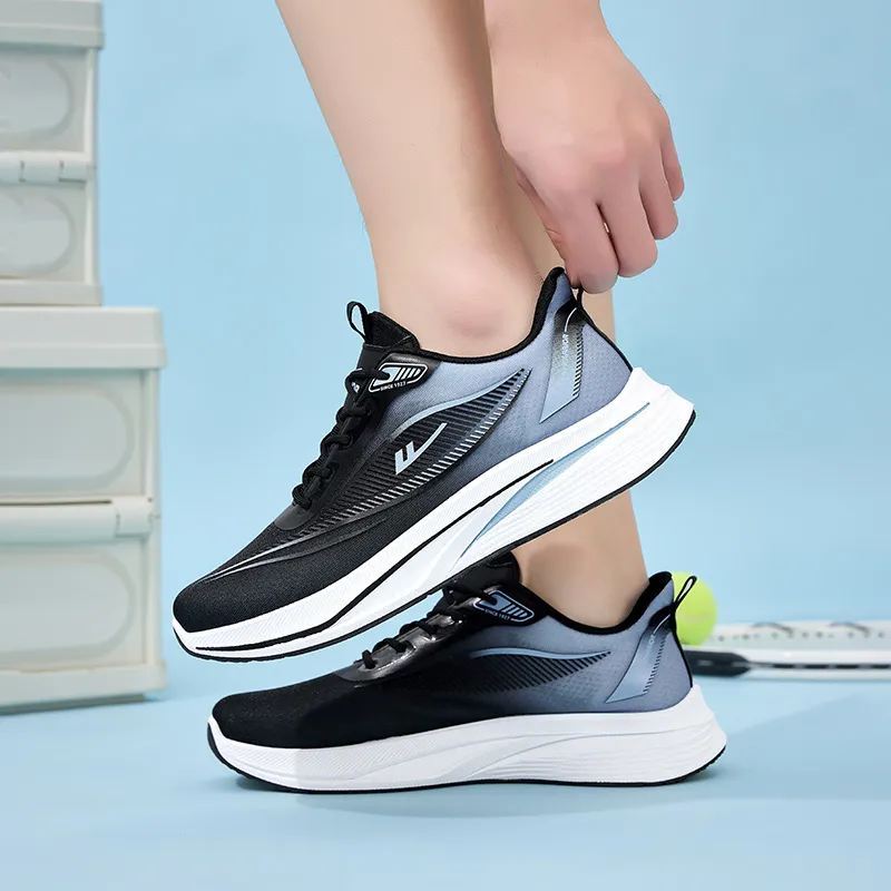 WARRIOR Running Shoes Men Low Top White Black Blue Gray-6