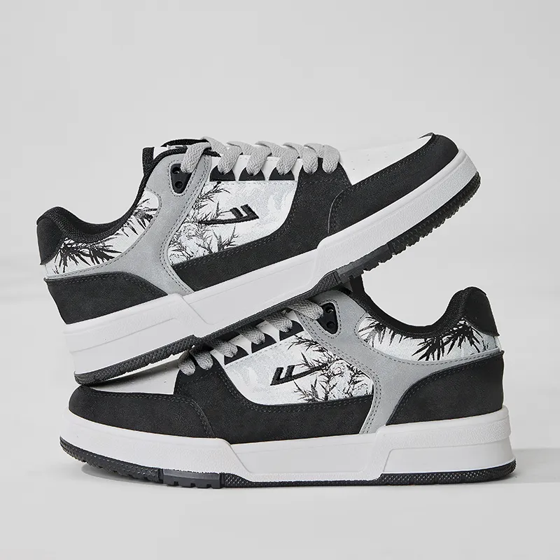 Warrior National Style Ink Bamboo Anti-Slip And Wear-Resistant Breathable Low-Top Skateboard Shoes Unisex-12