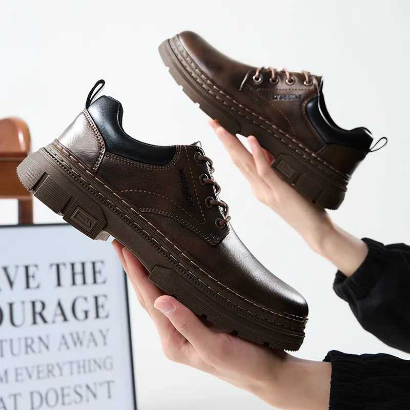 Warrior British Style Platform Fashion Derby Shoes Men's Casual Shoes Men's Brown-8